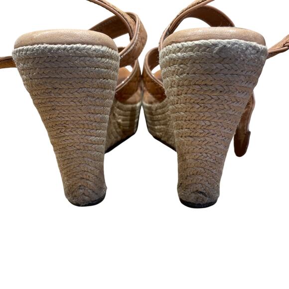 UGG Jackilyn Brown Leather Espadrille Wedge Women's Size 7 Good Condition - Picture 3 of 10